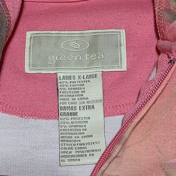 Green Tea Tropical Floral Rhinestone short sleeve hoodie size XL - Picture 6 of 9